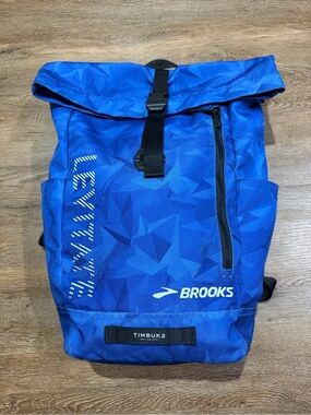 Timbuk2 X Brooks Running Roll Top Backpack Blue 20-25L Commuter Travel Bag